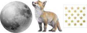 Set nástěnných samolepek Dekornik Little Fox And His Friend The Moon