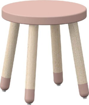 Růžová dětská stolička s nohami z jasanového dřeva Flexa Dots